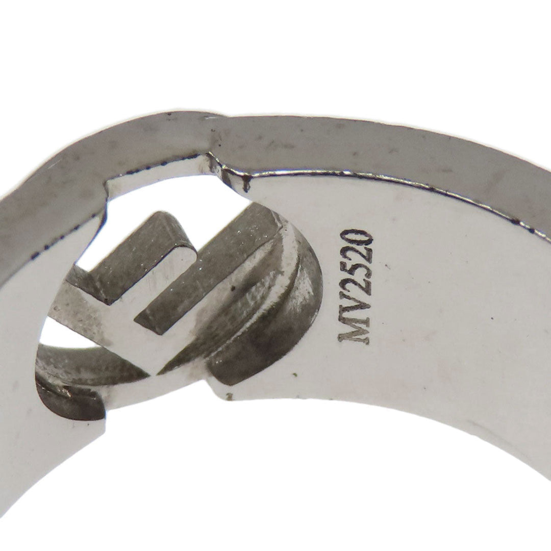 FENDI Ring metallic Silver F is Fendi ZuccaPattern Women Used Authentic
