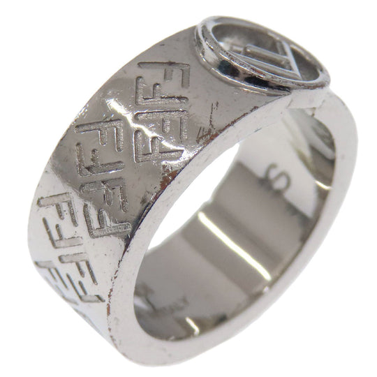 FENDI Ring metallic Silver F is Fendi ZuccaPattern Women Used Authentic