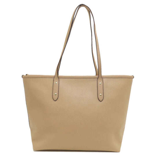 COACH Tote Bag F57522 leather beige logo Women Used Authentic