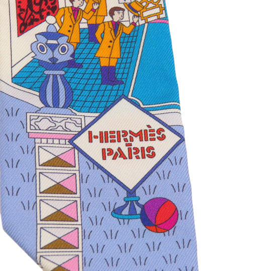 HERMES scarf silk white Twilly Women Used Authentic