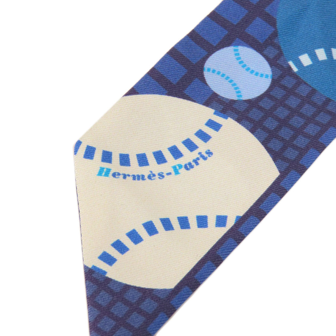 HERMES scarf silk Navy Twilly Women Used Authentic