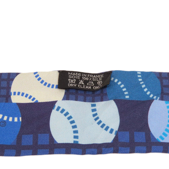 HERMES scarf silk Navy Twilly Women Used Authentic