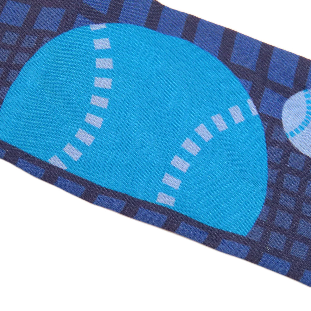 HERMES scarf silk Navy Twilly Women Used Authentic