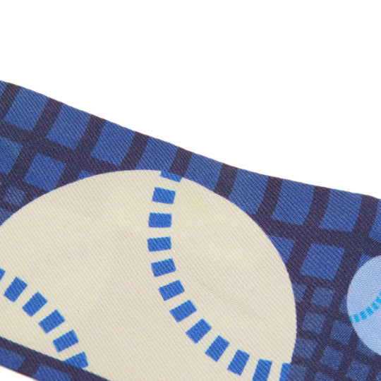 HERMES scarf silk Navy Twilly Women Used Authentic