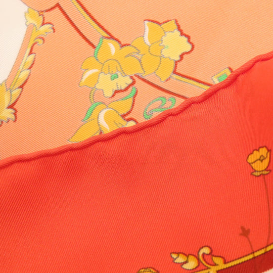 HERMES scarf silk Orange Carre90 LES PETITS PRINCES The Little Princes Women Used Authentic