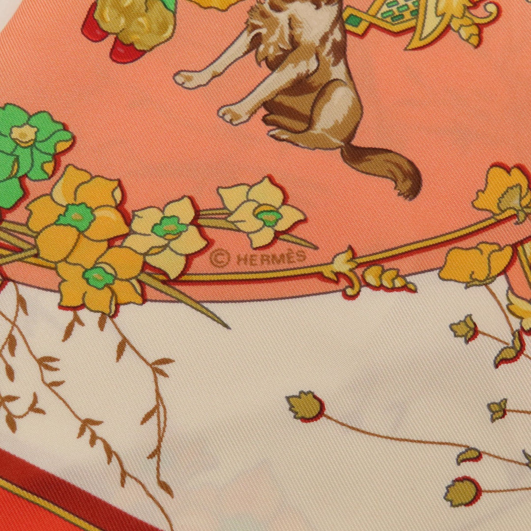 HERMES scarf silk Orange Carre90 LES PETITS PRINCES The Little Princes Women Used Authentic