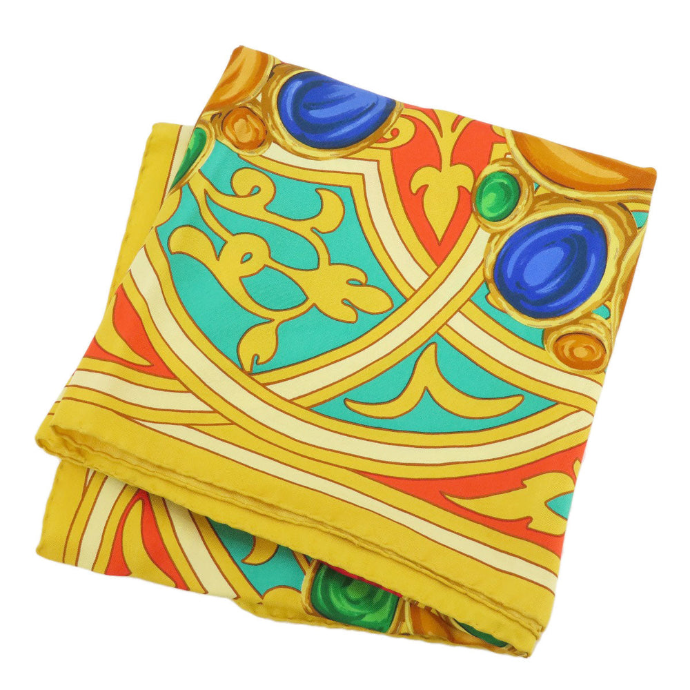 CHANEL scarf silk yellow Jewelry motif Women Used Authentic