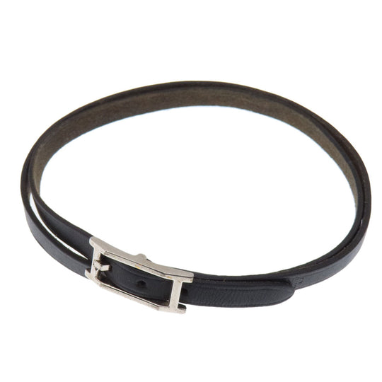 HERMES Necklace Leather, Metal black Apichoker Women Used Authentic