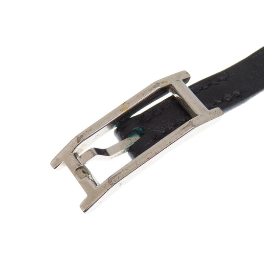 HERMES Necklace Leather, Metal black Apichoker Women Used Authentic