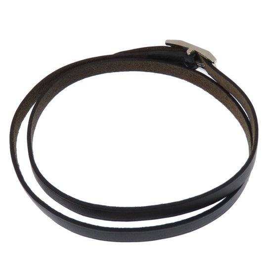 HERMES Necklace Leather, Metal black Apichoker Women Used Authentic