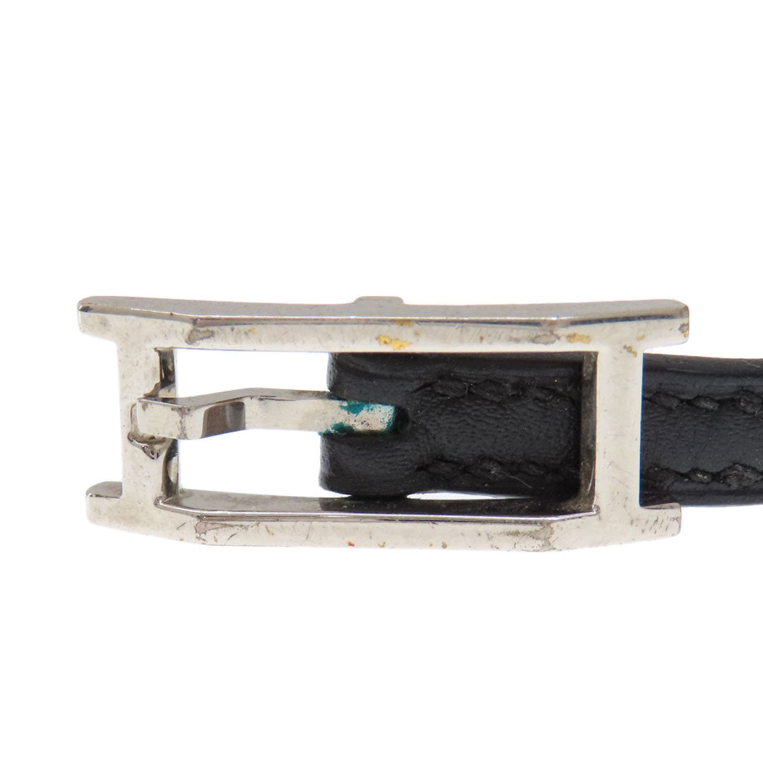 HERMES Necklace Leather, Metal black Apichoker Women Used Authentic