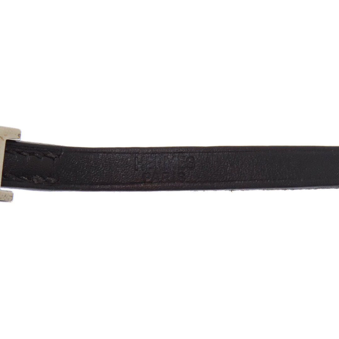 HERMES Necklace Leather, Metal black Apichoker Women Used Authentic