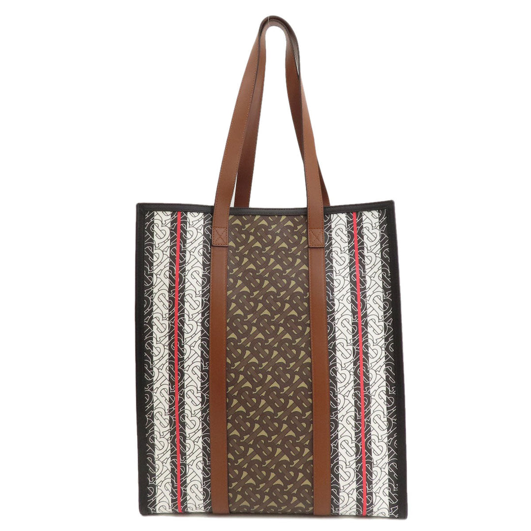 BURBERRY Tote Bag PVC, Leather Brown B logo Women Used Authentic
