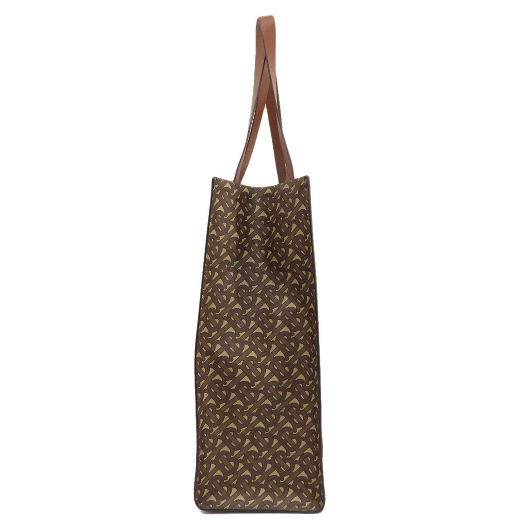 BURBERRY Tote Bag PVC, Leather Brown B logo Women Used Authentic