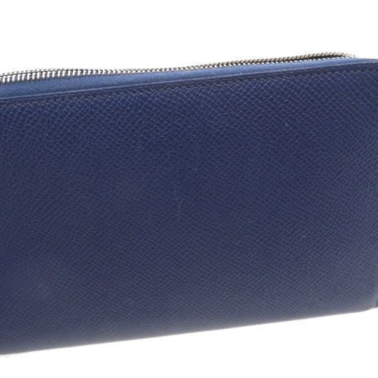 HERMES Long Wallet Purse Epsom Navy ASAP Silk In Long Epsom mens(Unisex) Used Authentic
