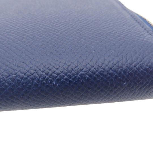 HERMES Long Wallet Purse Epsom Navy ASAP Silk In Long Epsom mens(Unisex) Used Authentic