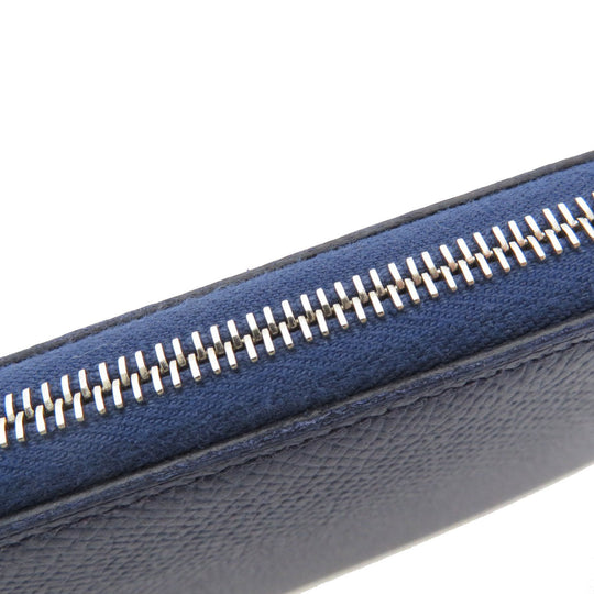HERMES Long Wallet Purse Epsom Navy ASAP Silk In Long Epsom mens(Unisex) Used Authentic