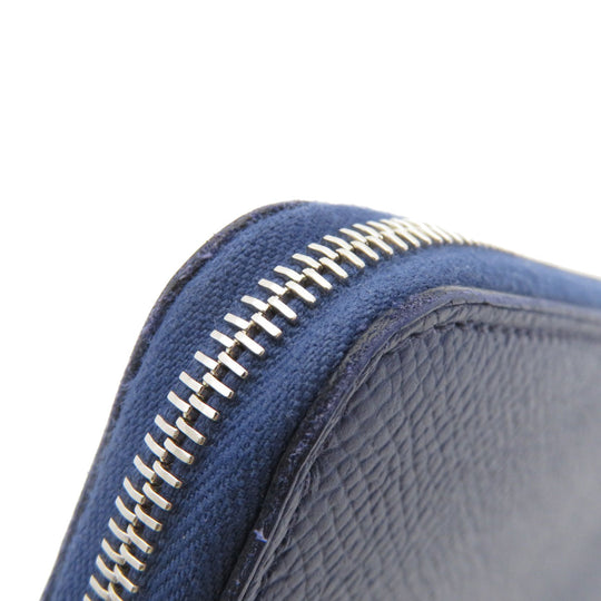 HERMES Long Wallet Purse Epsom Navy ASAP Silk In Long Epsom mens(Unisex) Used Authentic