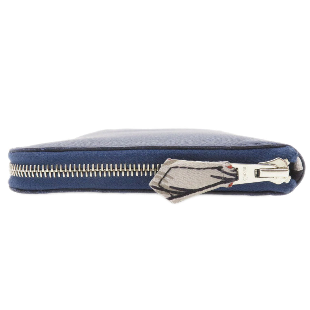 HERMES Long Wallet Purse Epsom Navy ASAP Silk In Long Epsom mens(Unisex) Used Authentic