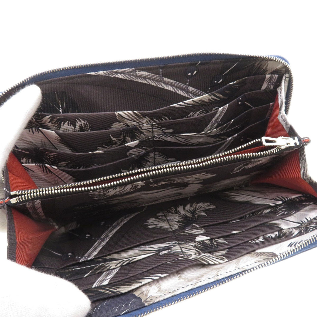 HERMES Long Wallet Purse Epsom Navy ASAP Silk In Long Epsom mens(Unisex) Used Authentic