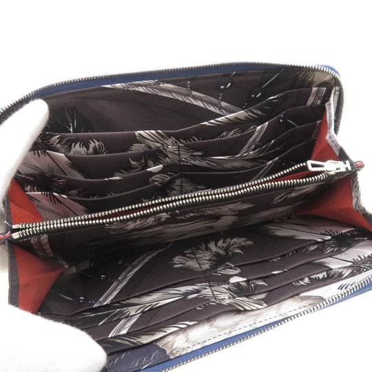 HERMES Long Wallet Purse Epsom Navy ASAP Silk In Long Epsom mens(Unisex) Used Authentic