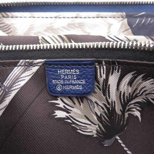 HERMES Long Wallet Purse Epsom Navy ASAP Silk In Long Epsom mens(Unisex) Used Authentic