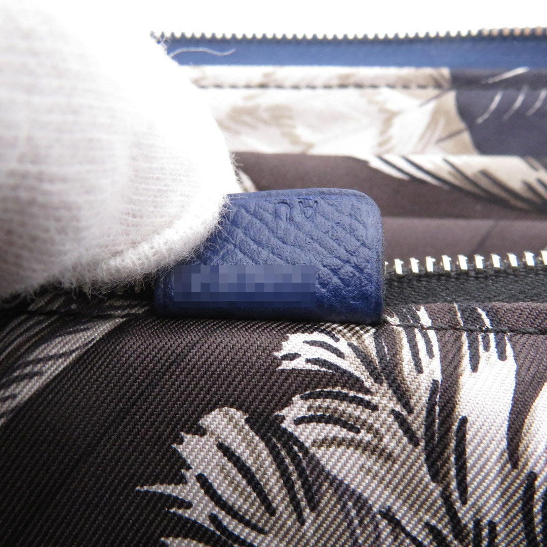 HERMES Long Wallet Purse Epsom Navy ASAP Silk In Long Epsom mens(Unisex) Used Authentic
