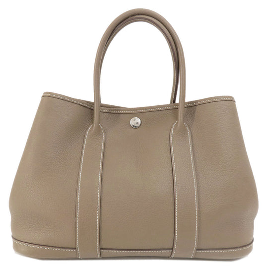 HERMES Handbag Country beige Garden Party TPM Etoupe Etoupe SilverMetal
