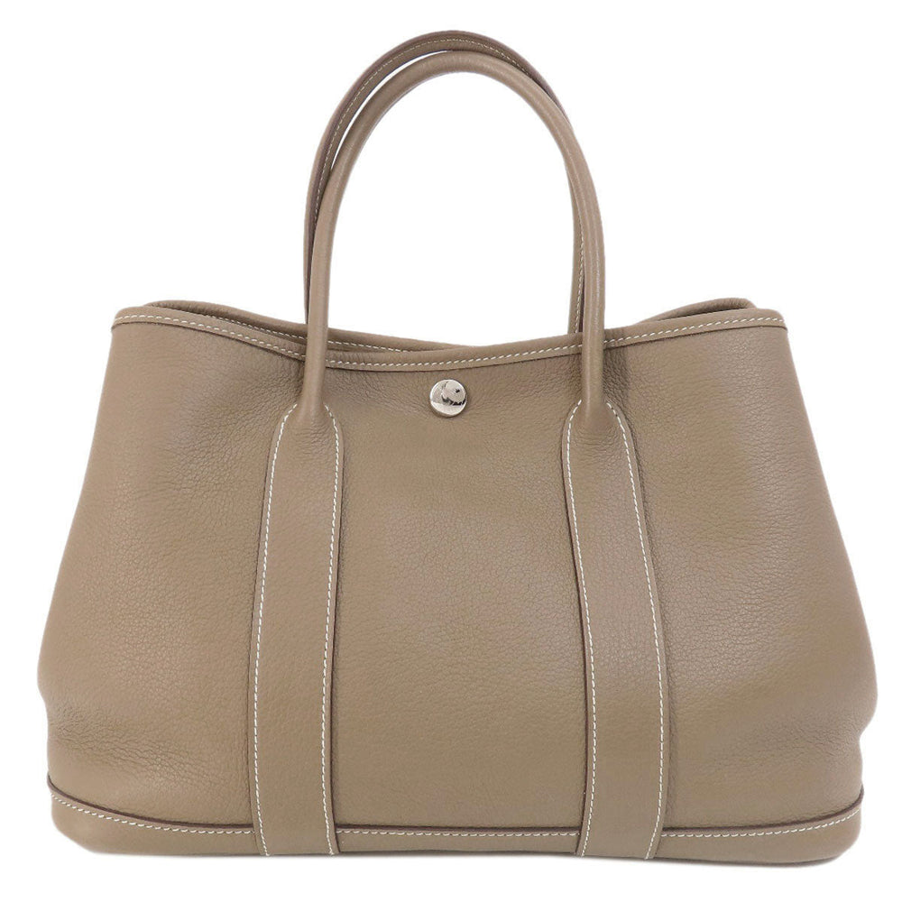 HERMES Handbag Country beige Garden Party TPM Etoupe Etoupe SilverMetal