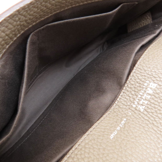 BALLY business bag leather gray logo mens Used Authentic