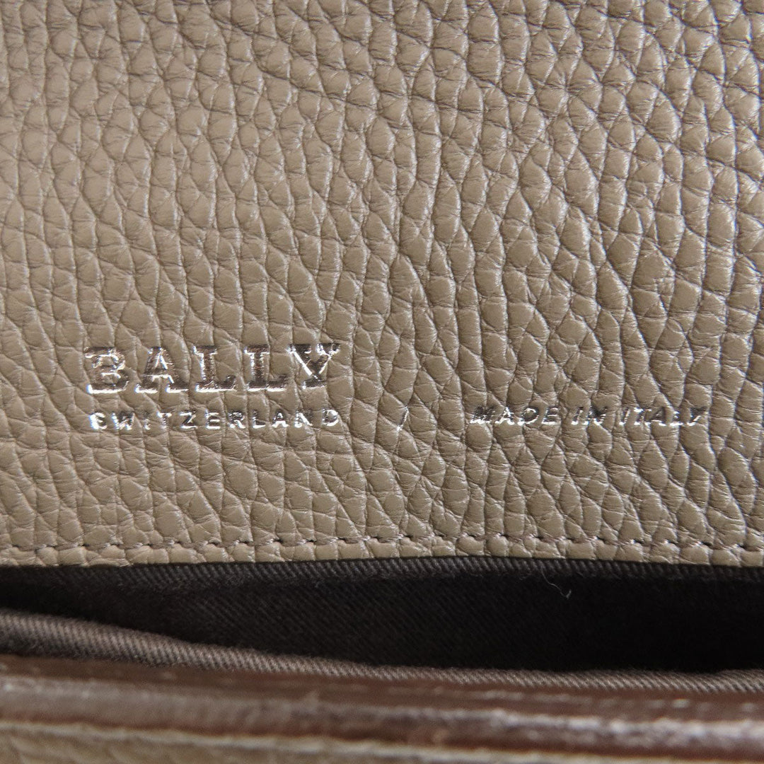 BALLY business bag leather gray logo mens Used Authentic