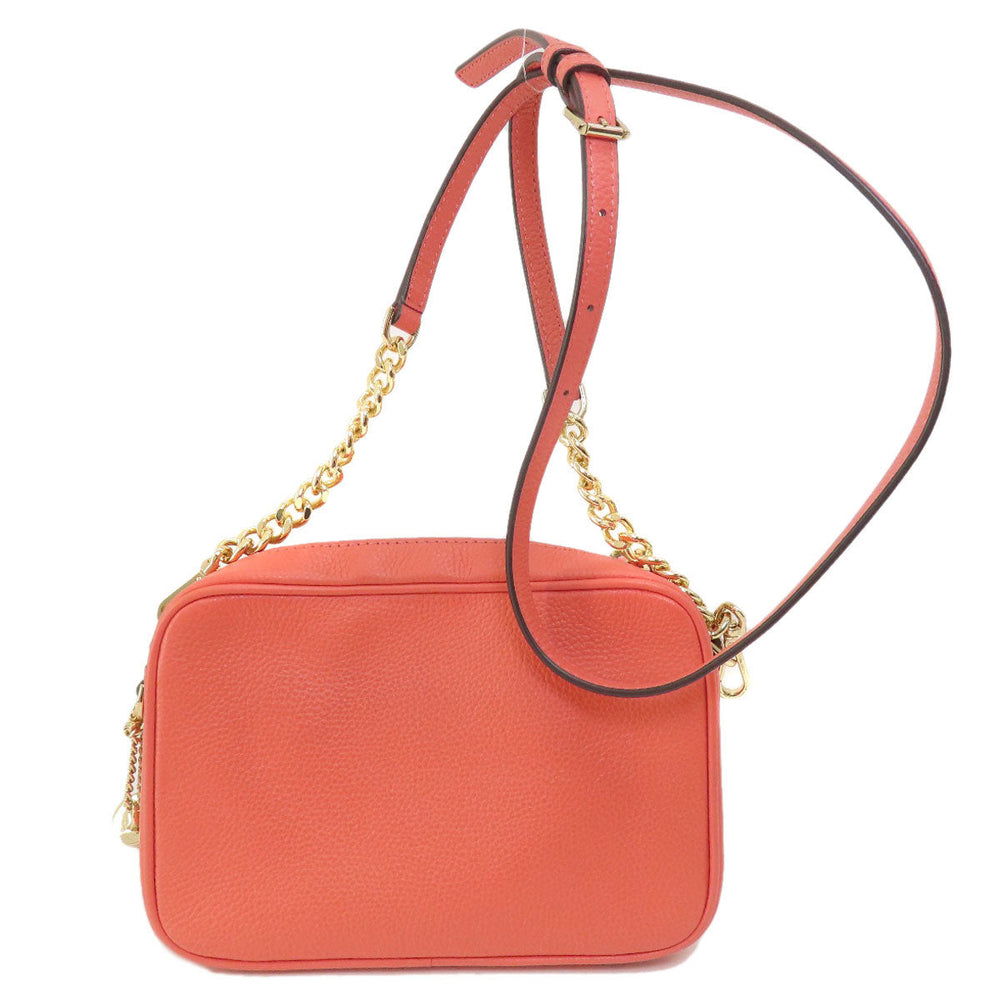 MICHAEL KORS Shoulder Bag leather Orange logo Women Used Authentic