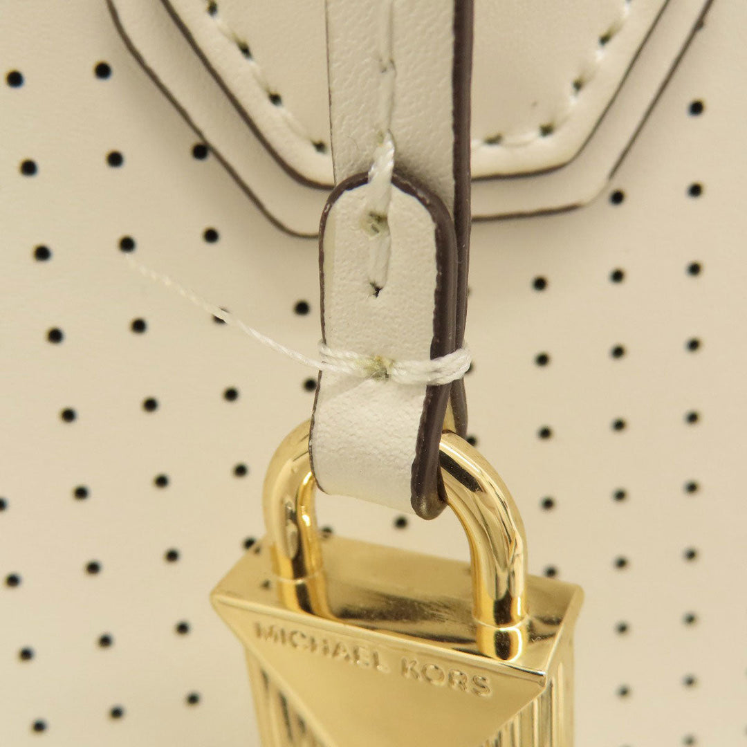 MICHAEL KORS Handbag leather white Punching 2WAY Women Used Authentic