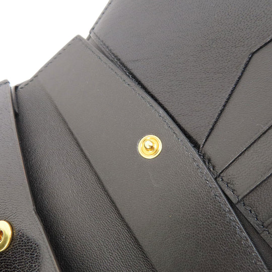 Givenchy Bifold Wallet leather black logo Women Used Authentic