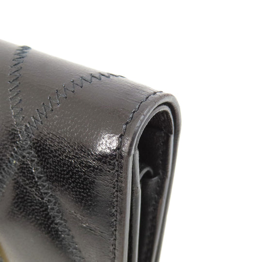 Givenchy Bifold Wallet leather black logo Women Used Authentic