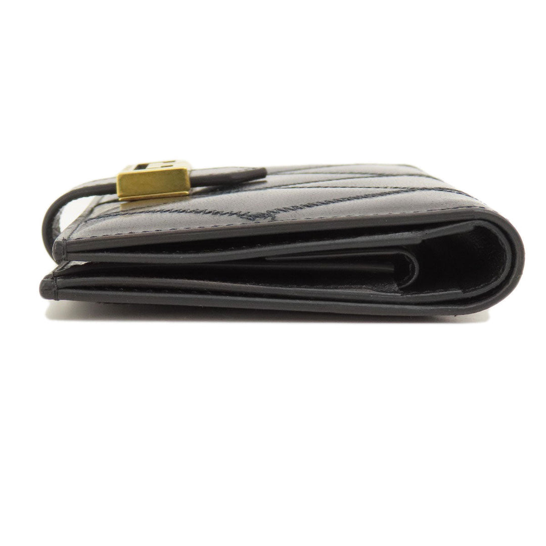 Givenchy Bifold Wallet leather black logo Women Used Authentic