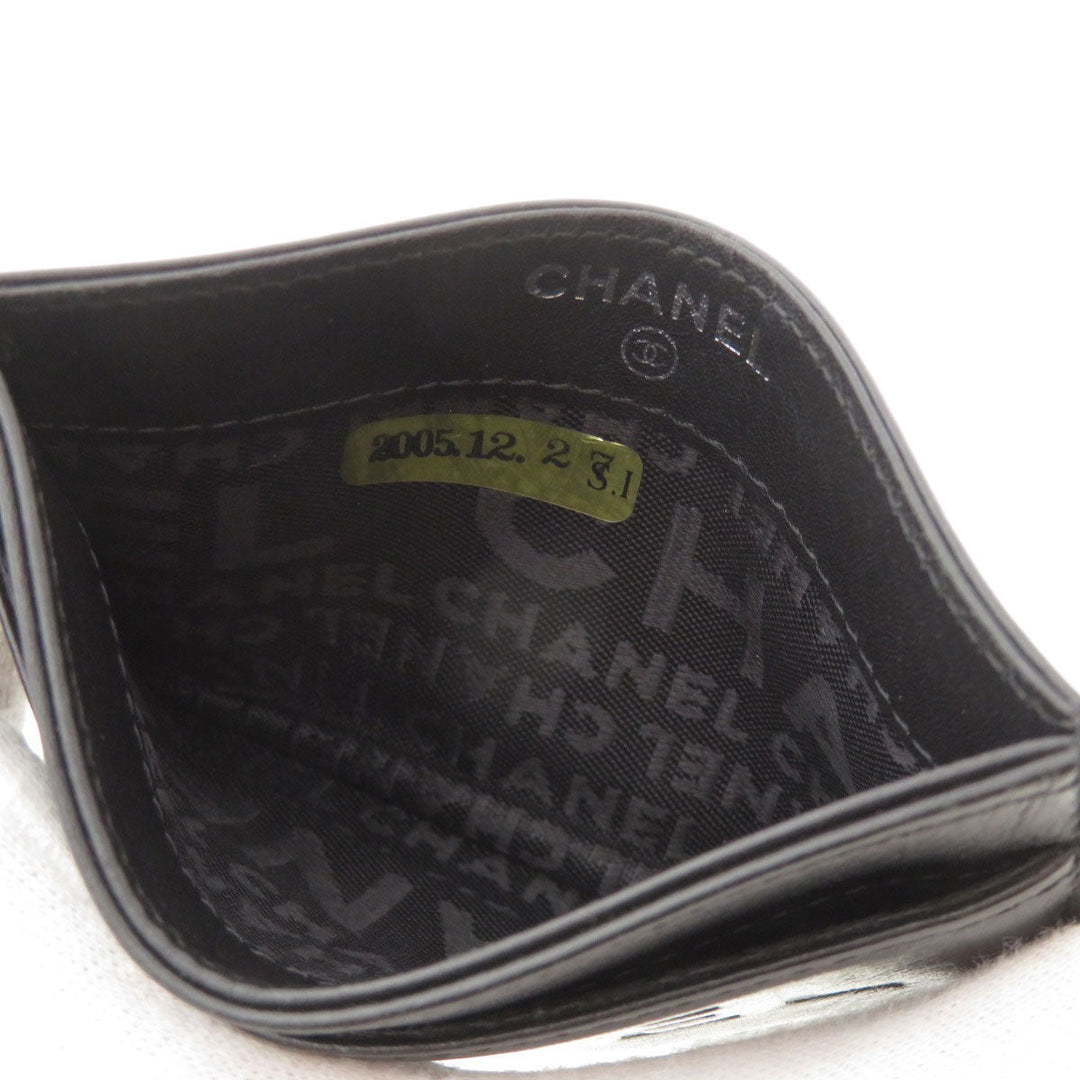 CHANEL Card Case lambskin black Logo motif Women(Unisex) Used Authentic