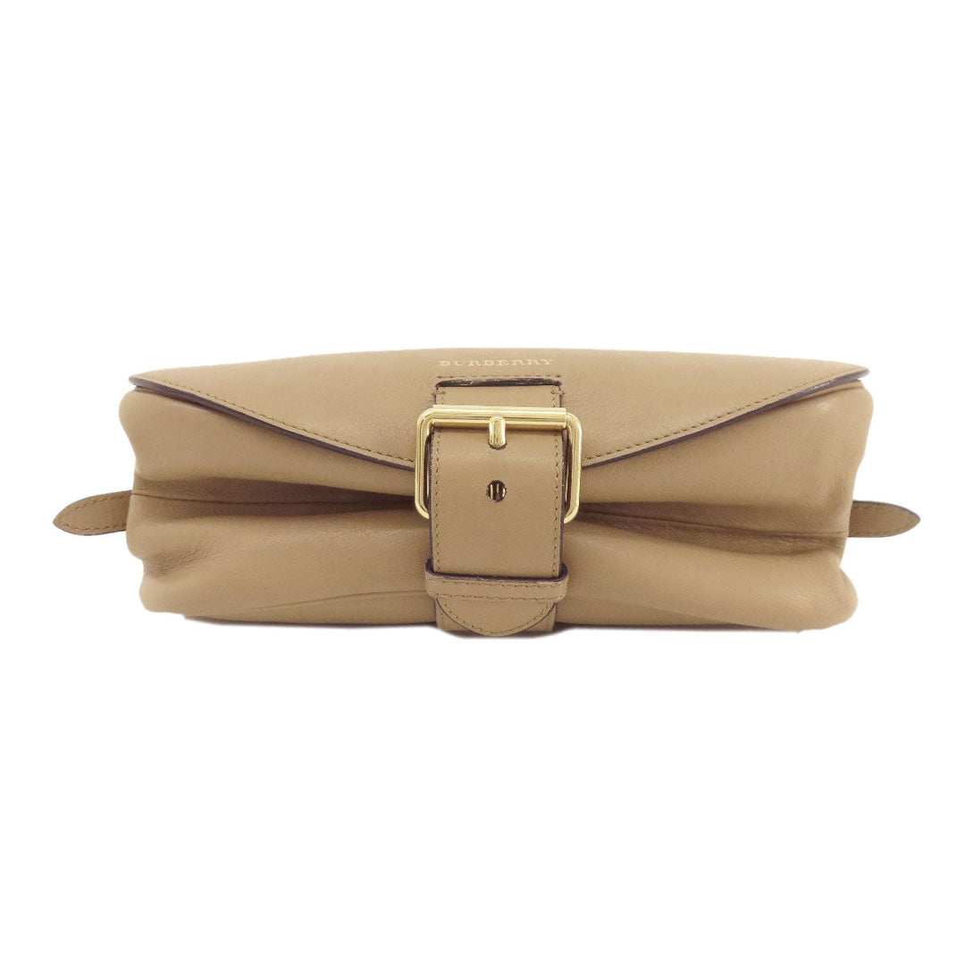 BURBERRY Shoulder Bag leather beige Simple design Women Used Authentic