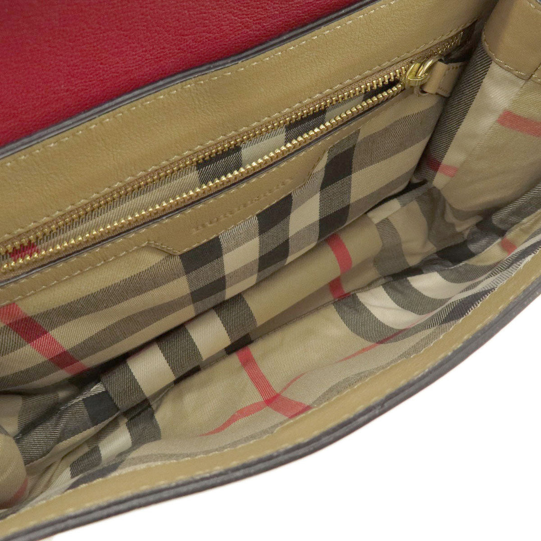 BURBERRY Shoulder Bag leather beige Simple design Women Used Authentic