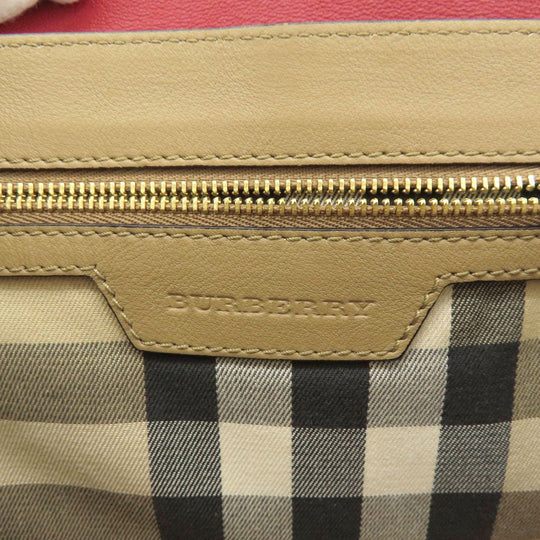 BURBERRY Shoulder Bag leather beige Simple design Women Used Authentic