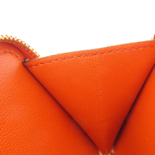 VERSACE Bifold Wallet Calfskin Orange logoMetal Women Used Authentic