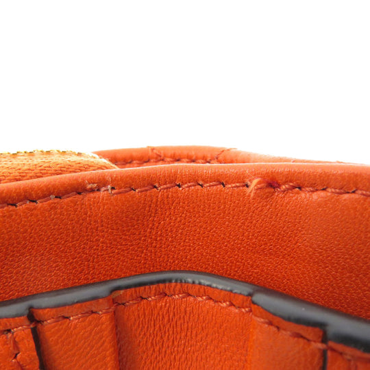 VERSACE Bifold Wallet Calfskin Orange logoMetal Women Used Authentic