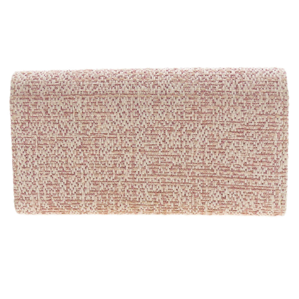 CHANEL Long Wallet Purse Leather, Tweed pink COCO Mark Women Used Authentic