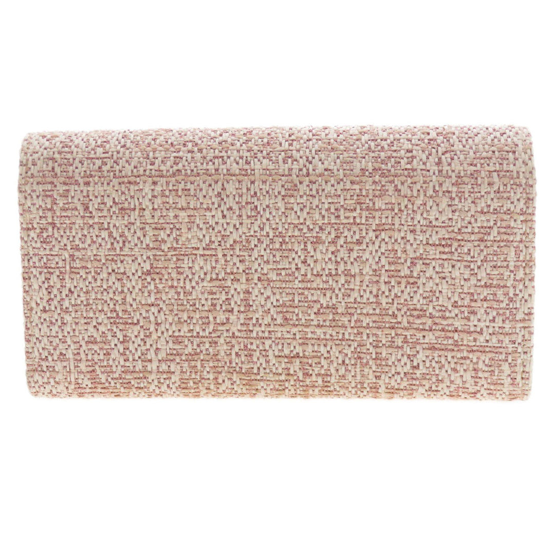 CHANEL Long Wallet Purse Leather, Tweed pink COCO Mark Women Used Authentic