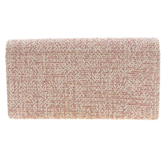 CHANEL Long Wallet Purse Leather, Tweed pink COCO Mark Women Used Authentic