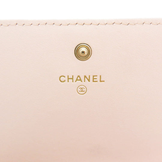 CHANEL Long Wallet Purse Leather, Tweed pink COCO Mark Women Used Authentic