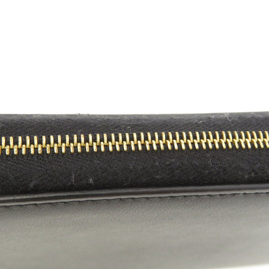 CELINE Long Wallet Purse Calfskin black Logo motif Women Used Authentic