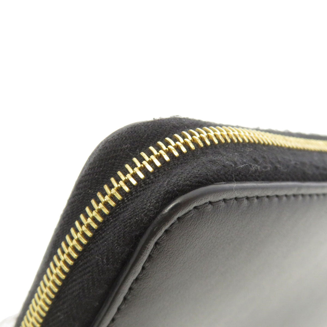 CELINE Long Wallet Purse Calfskin black Logo motif Women Used Authentic