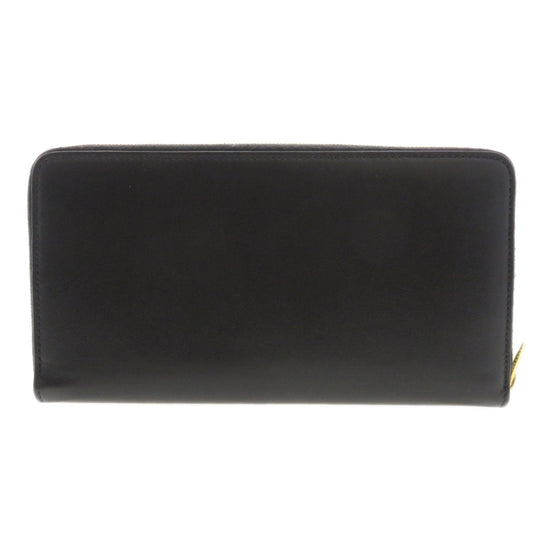 CELINE Long Wallet Purse Calfskin black Logo motif Women Used Authentic