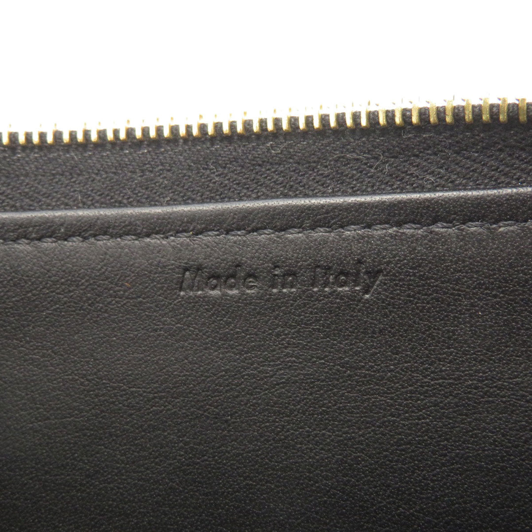 CELINE Long Wallet Purse Calfskin black Logo motif Women Used Authentic
